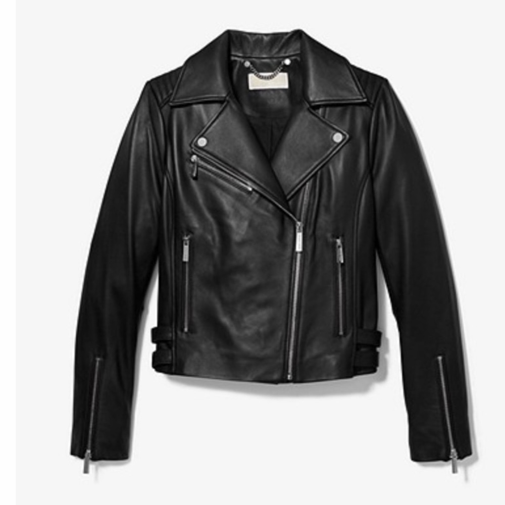Michael Kors leather moto jacket
